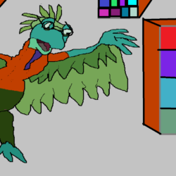 Anthro Guido in a library