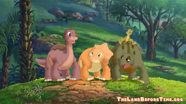 Land Before Time Wallpaper Littlefoot Cera Ducky Spike Standing on Hill