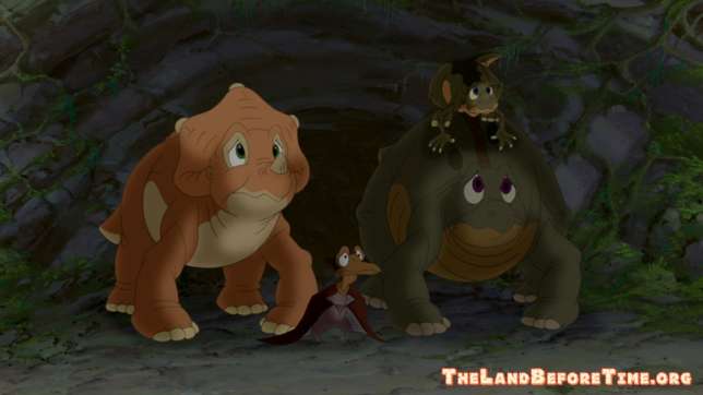 The Land Before Time Wallpaper Background Cera Ducky Petrie Spike In Cave Looking Out