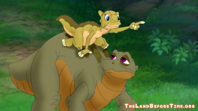 The Land Before Time Wallpaper Background Ducky On Spike's Back Pointing