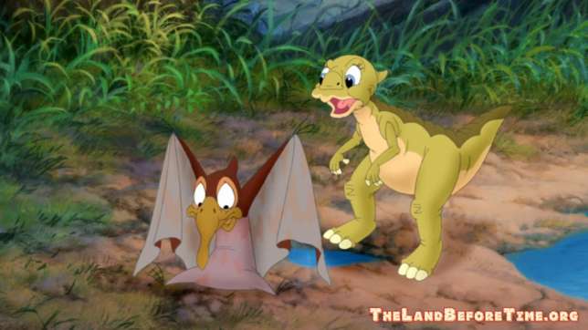 The Land Before Time Wallpaper Background Ducky and Petrie Wet From Puddle
