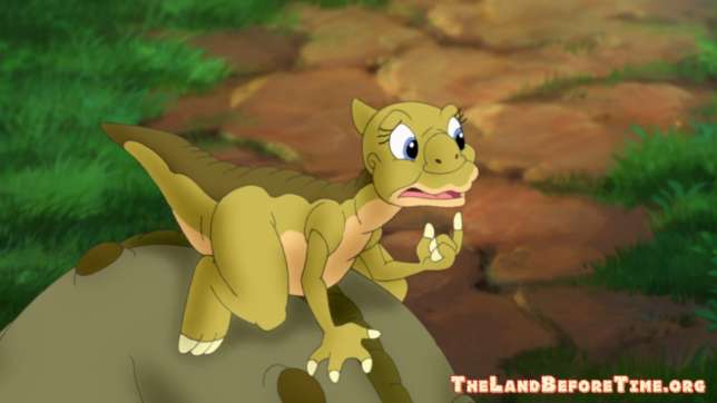 The Land Before Time Wallpaper Background Ducky on Spike's Back Thinking