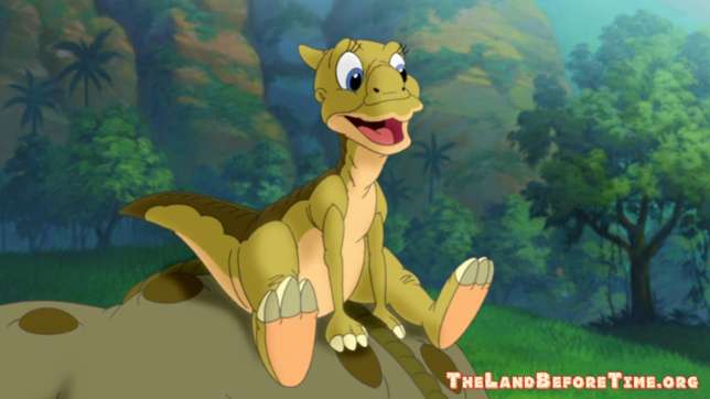 The Land Before Time Wallpaper Background Happy Ducky Sitting on Spike's Back
