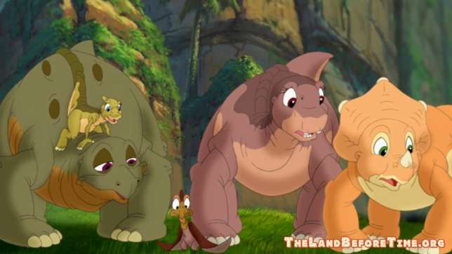 The Land Before Time Wallpaper Background Littlefoot Cera Ducky Petrie Spike Watching Mo Off Screen Getting Dizzy