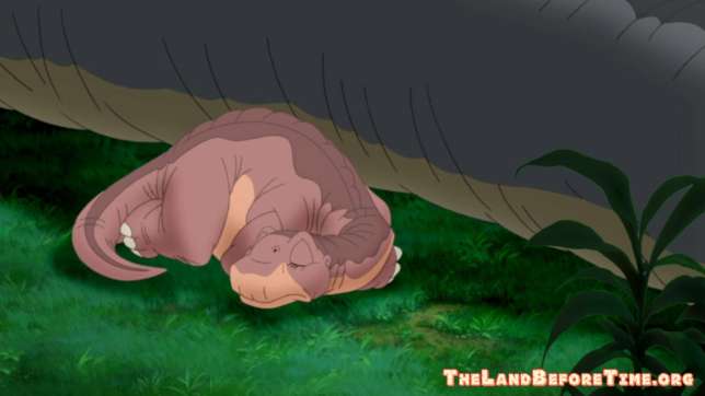 The Land Before Time Wallpaper Background Littlefoot Sleeping Next to Grandma Longneck